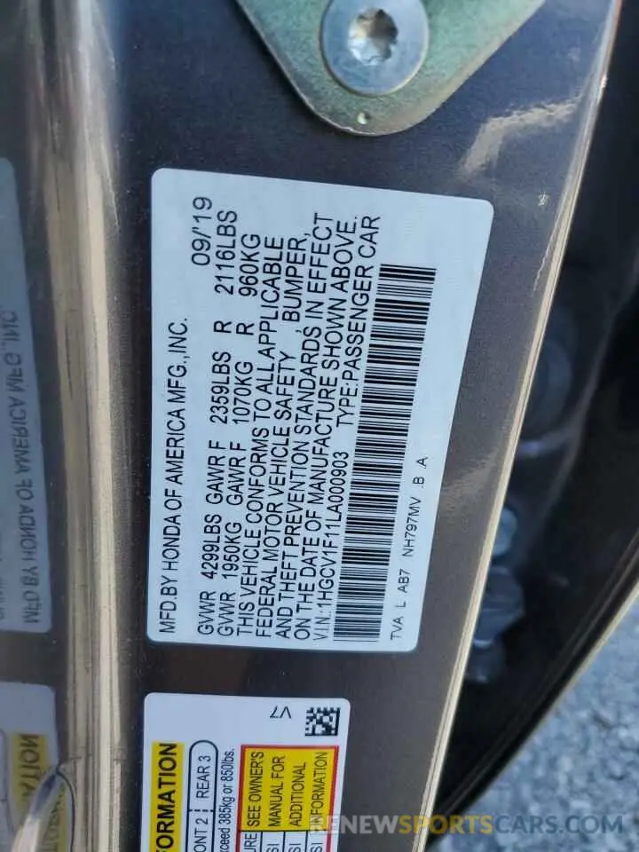 12 Фотография поврежденного автомобиля 1HGCV1F11LA000903 HONDA ACCORD 2020