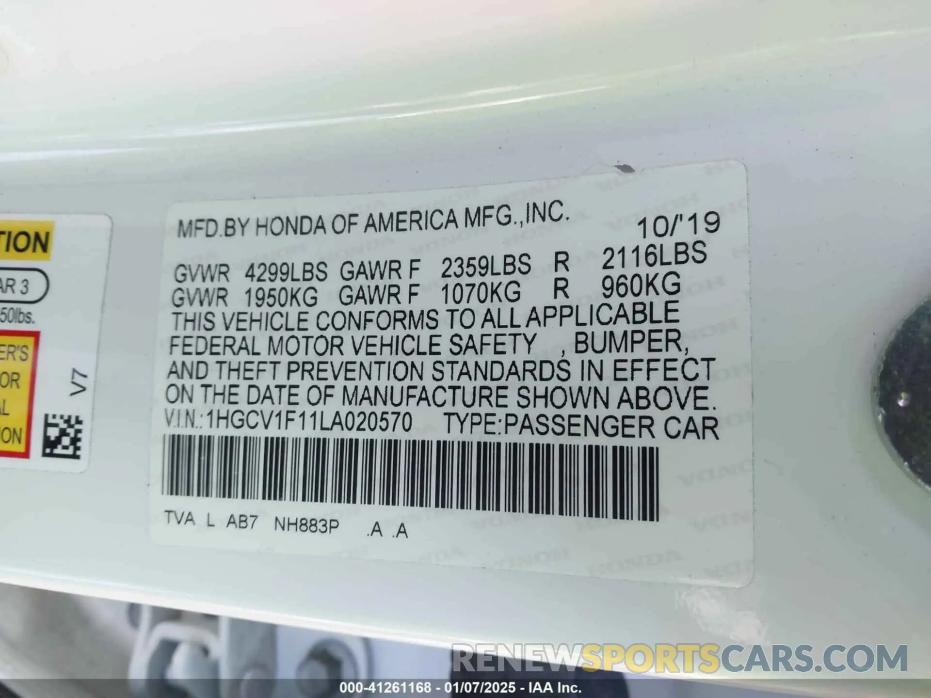 9 Фотография поврежденного автомобиля 1HGCV1F11LA020570 HONDA ACCORD 2020
