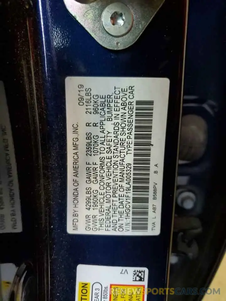 14 Фотография поврежденного автомобиля 1HGCV1F19LA005329 HONDA ACCORD 2020