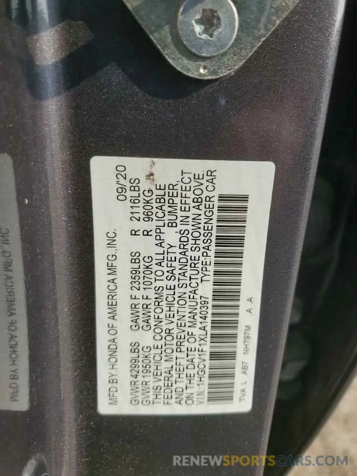 12 Фотография поврежденного автомобиля 1HGCV1F1XLA140397 HONDA ACCORD 2020