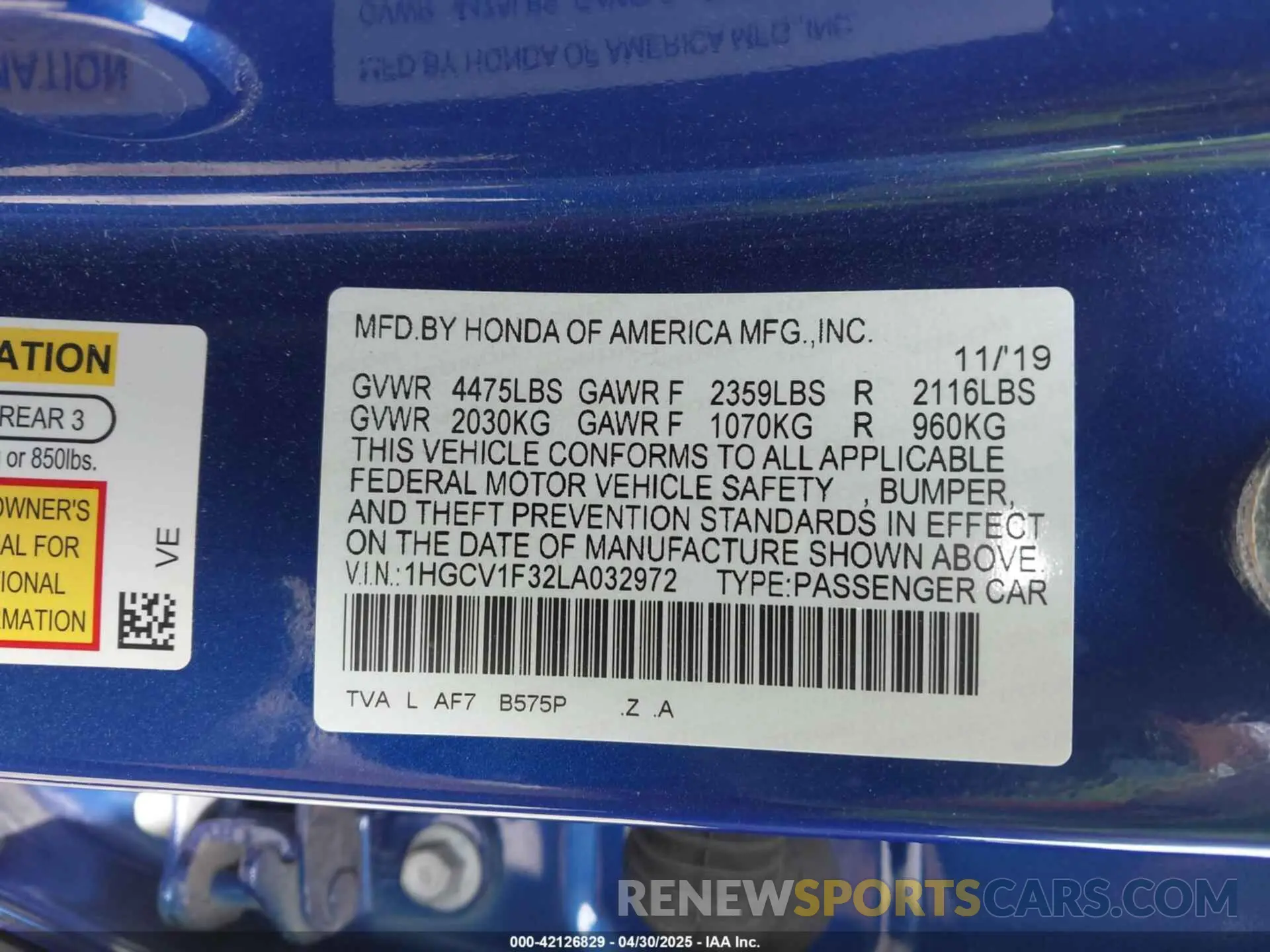 9 Фотография поврежденного автомобиля 1HGCV1F32LA032972 HONDA ACCORD 2020