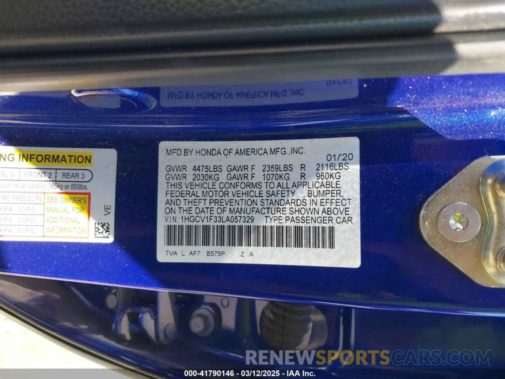 9 Photograph of a damaged car 1HGCV1F33LA057329 HONDA ACCORD 2020