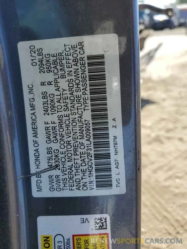 12 Фотография поврежденного автомобиля 1HGCV2F31LA009057 HONDA ACCORD 2020