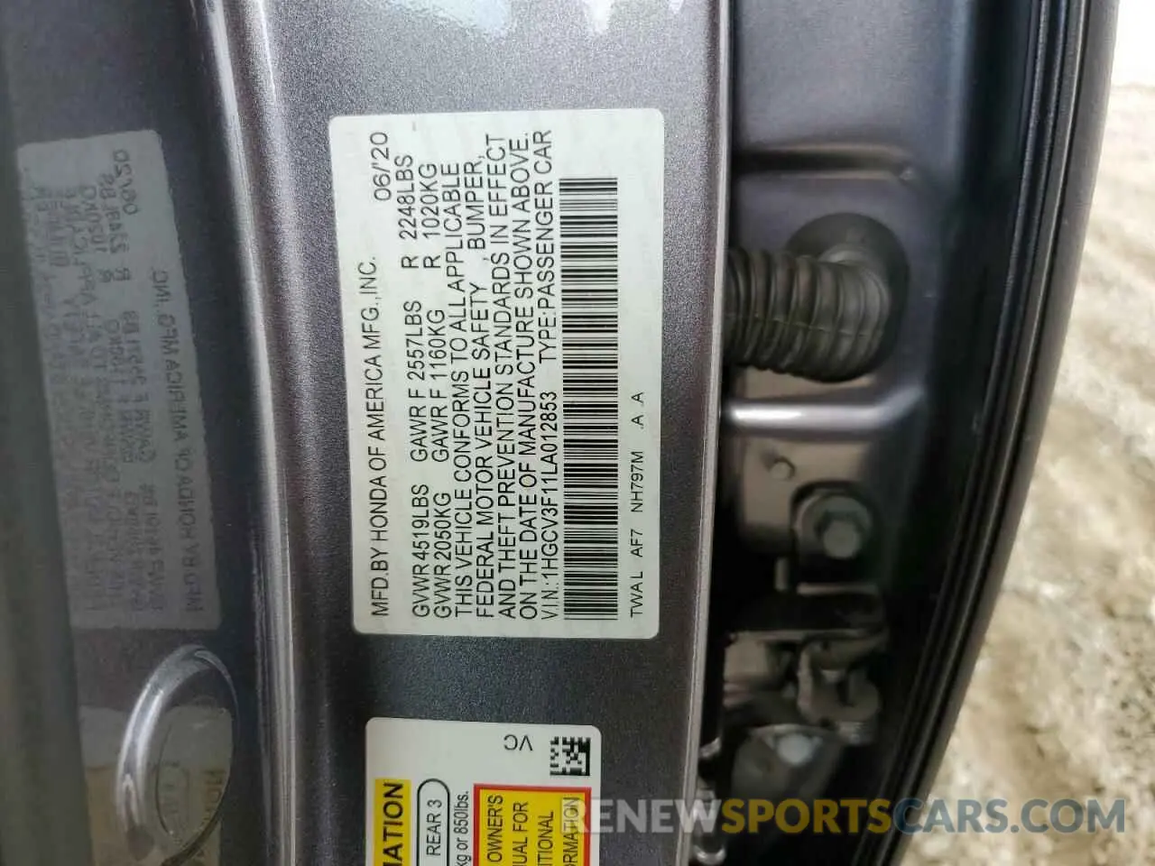 12 Фотография поврежденного автомобиля 1HGCV3F11LA012853 HONDA ACCORD 2020