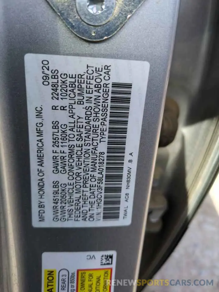 14 Photograph of a damaged car 1HGCV3F58LA018278 HONDA ACCORD 2020