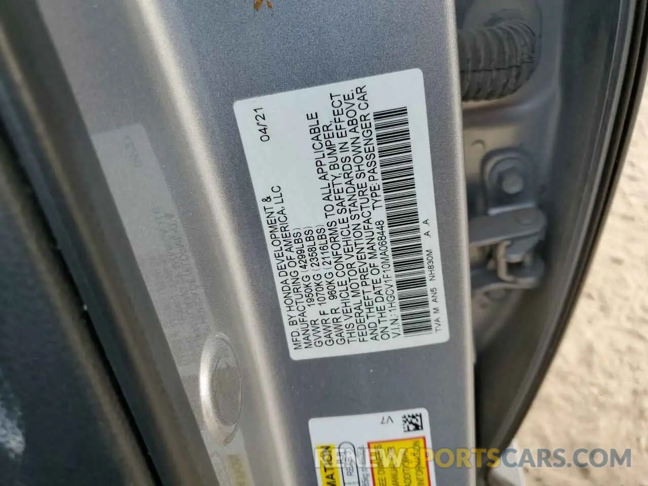 12 Photograph of a damaged car 1HGCV1F10MA068448 HONDA ACCORD 2021