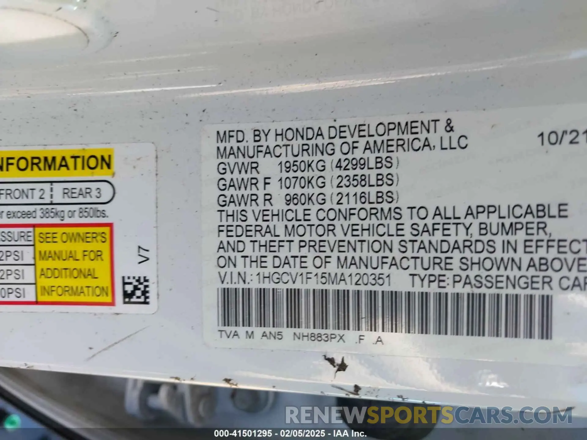 9 Photograph of a damaged car 1HGCV1F15MA120351 HONDA ACCORD 2021