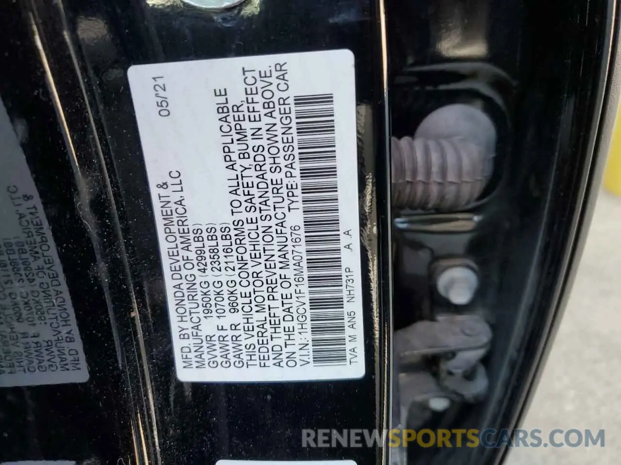 13 Фотография поврежденного автомобиля 1HGCV1F16MA071676 HONDA ACCORD 2021