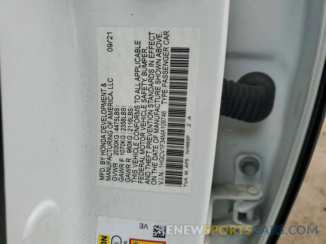 14 Photograph of a damaged car 1HGCV1F34MA109746 HONDA ACCORD 2021