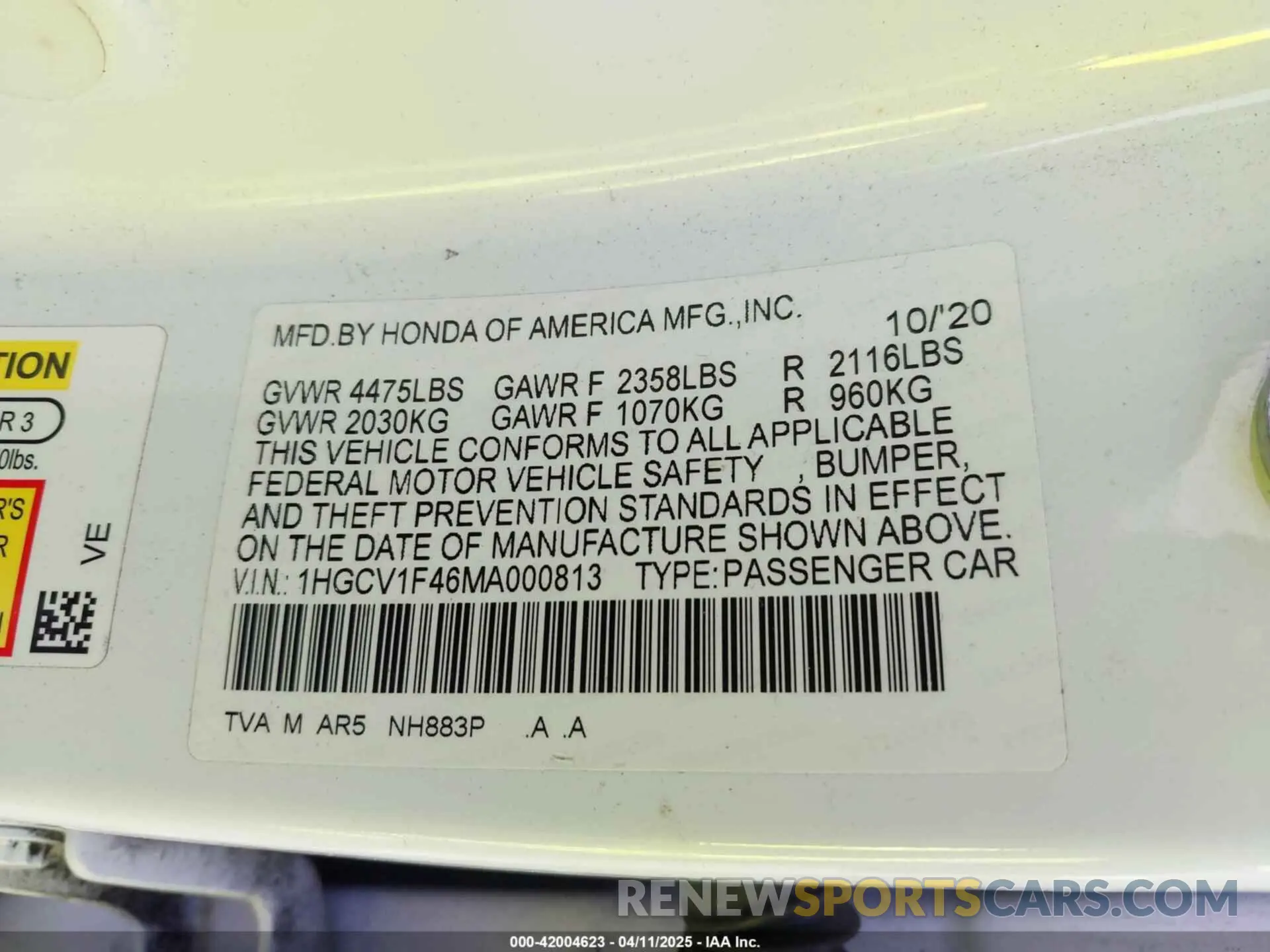 9 Фотография поврежденного автомобиля 1HGCV1F46MA000813 HONDA ACCORD 2021