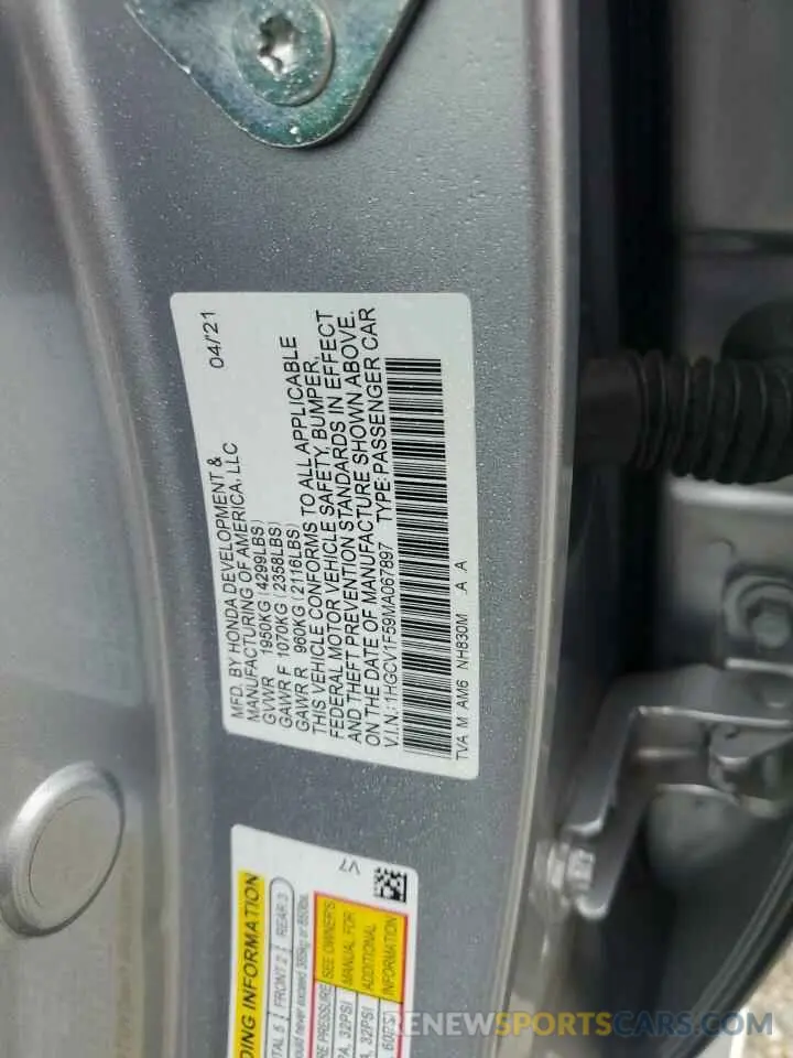 14 Фотография поврежденного автомобиля 1HGCV1F59MA067897 HONDA ACCORD 2021