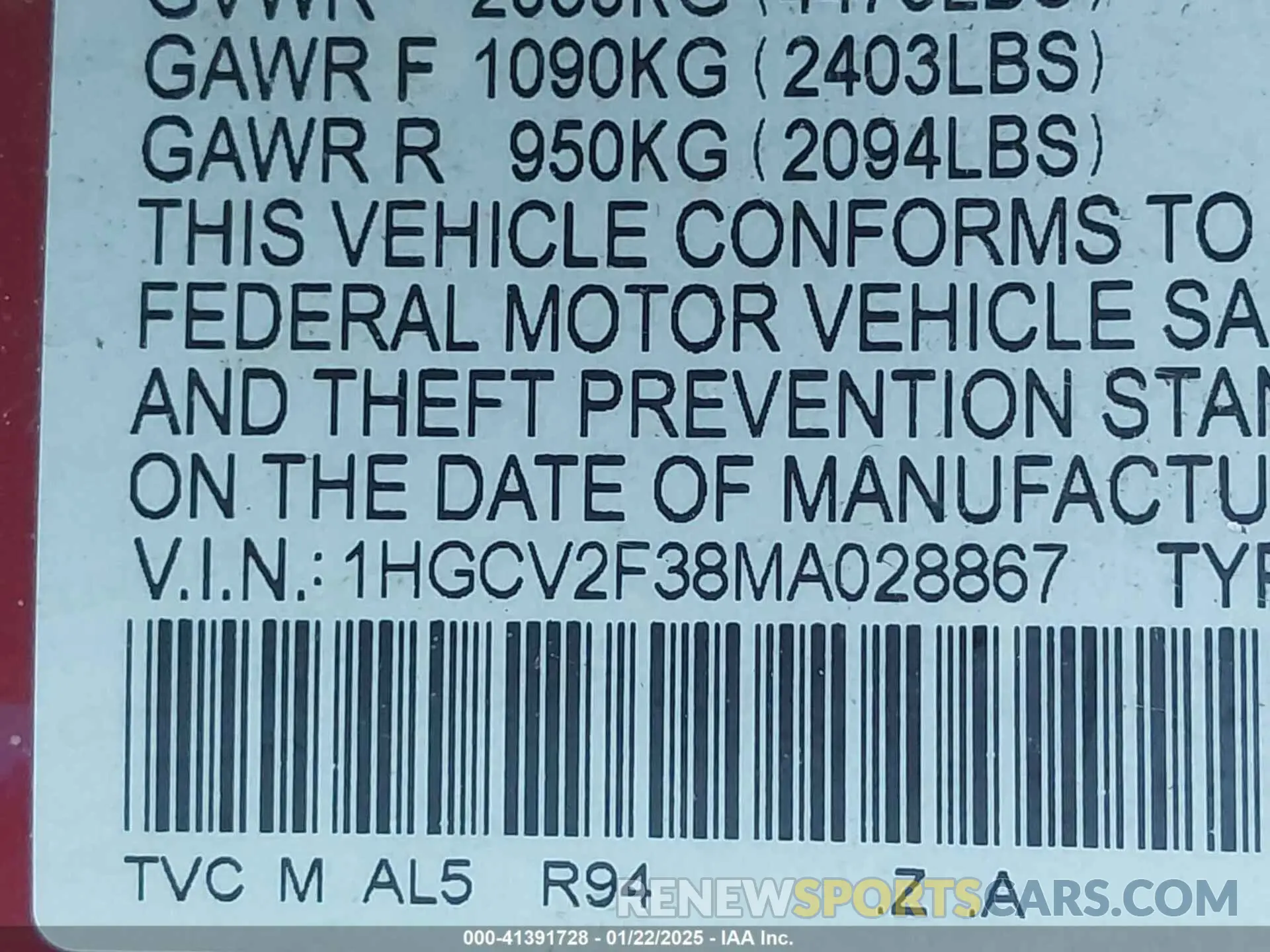 9 Фотография поврежденного автомобиля 1HGCV2F38MA028867 HONDA ACCORD 2021