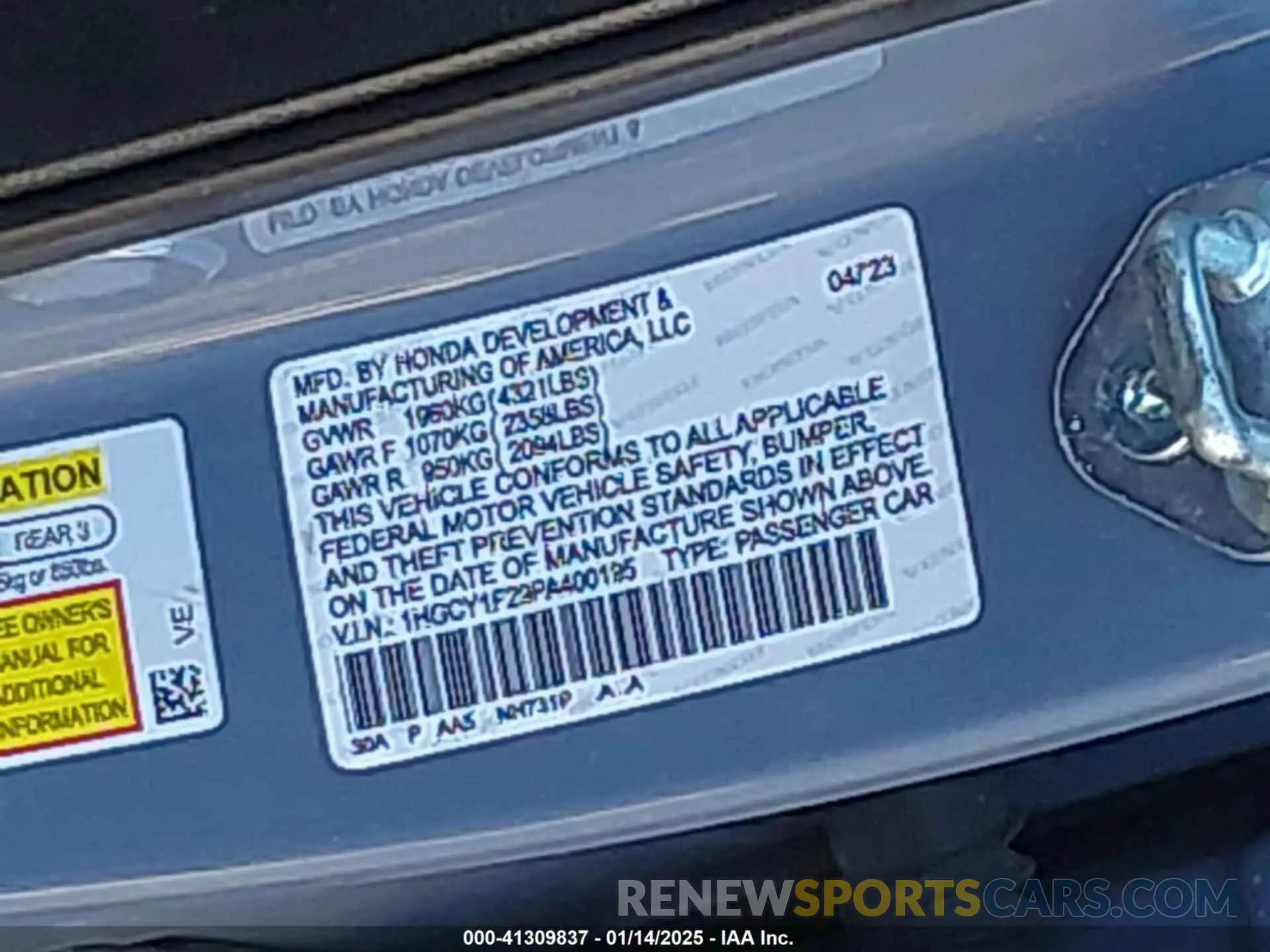 17 Photograph of a damaged car 1HGCV2F92MA014838 HONDA ACCORD 2021