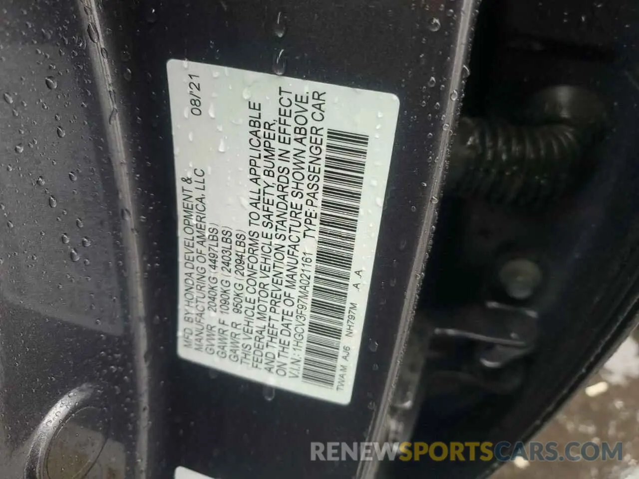 12 Фотография поврежденного автомобиля 1HGCV3F97MA021161 HONDA ACCORD 2021