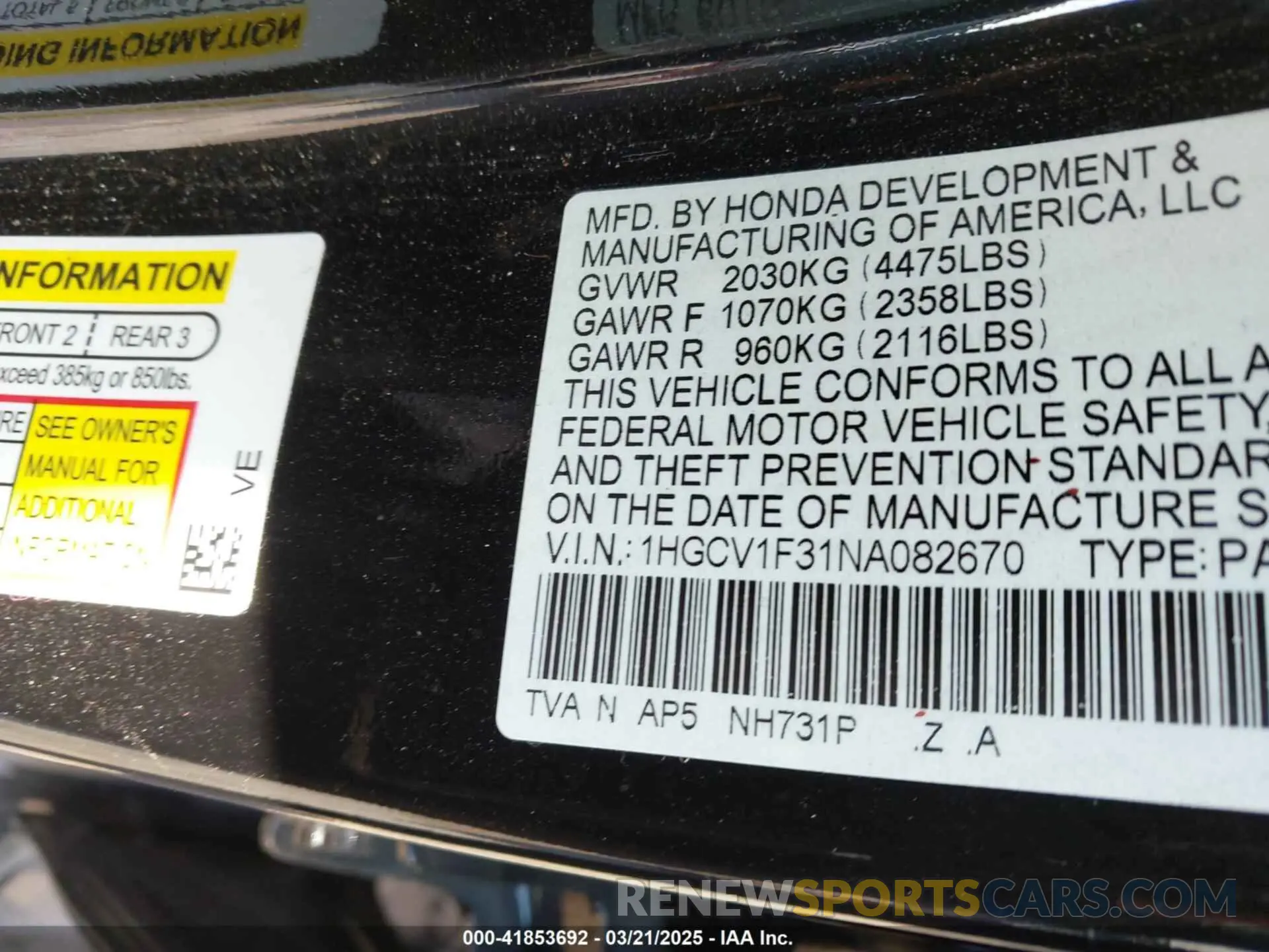 9 Фотография поврежденного автомобиля 1HGCV1F31NA082670 HONDA ACCORD 2022