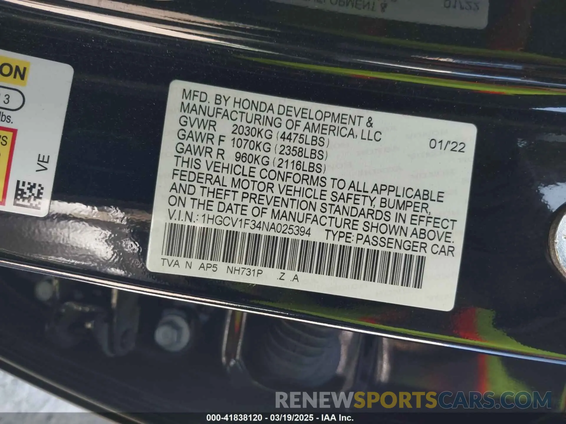 9 Фотография поврежденного автомобиля 1HGCV1F34NA025394 HONDA ACCORD 2022