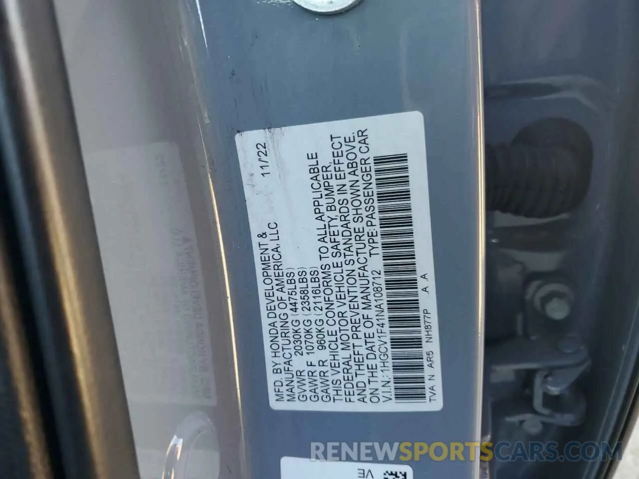 14 Фотография поврежденного автомобиля 1HGCV1F41NA108712 HONDA ACCORD 2022