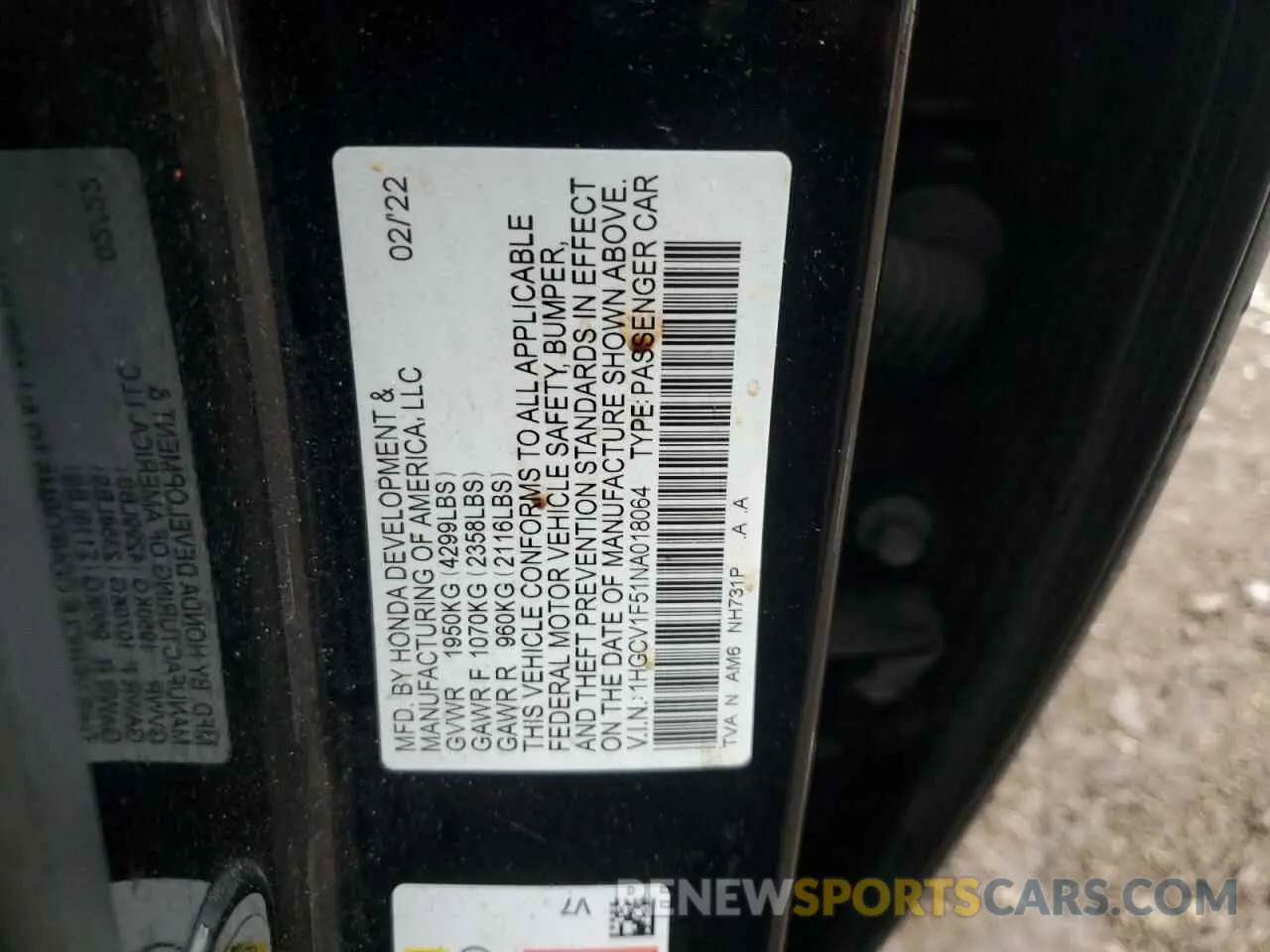 14 Фотография поврежденного автомобиля 1HGCV1F51NA018064 HONDA ACCORD 2022