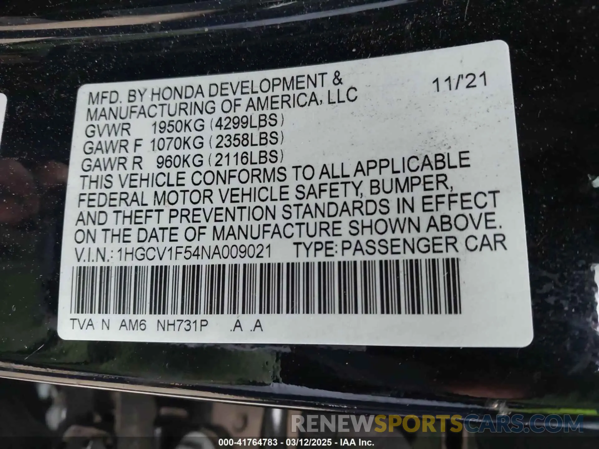 9 Фотография поврежденного автомобиля 1HGCV1F54NA009021 HONDA ACCORD 2022