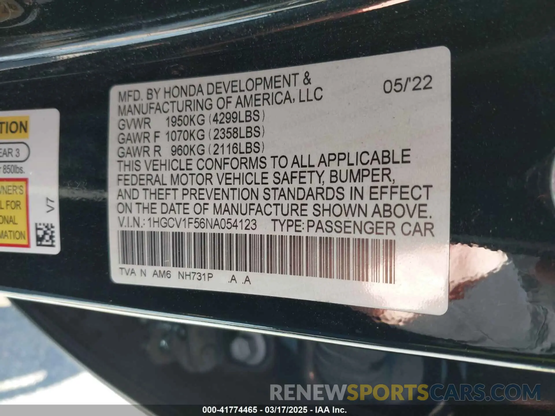 9 Photograph of a damaged car 1HGCV1F56NA054123 HONDA ACCORD 2022