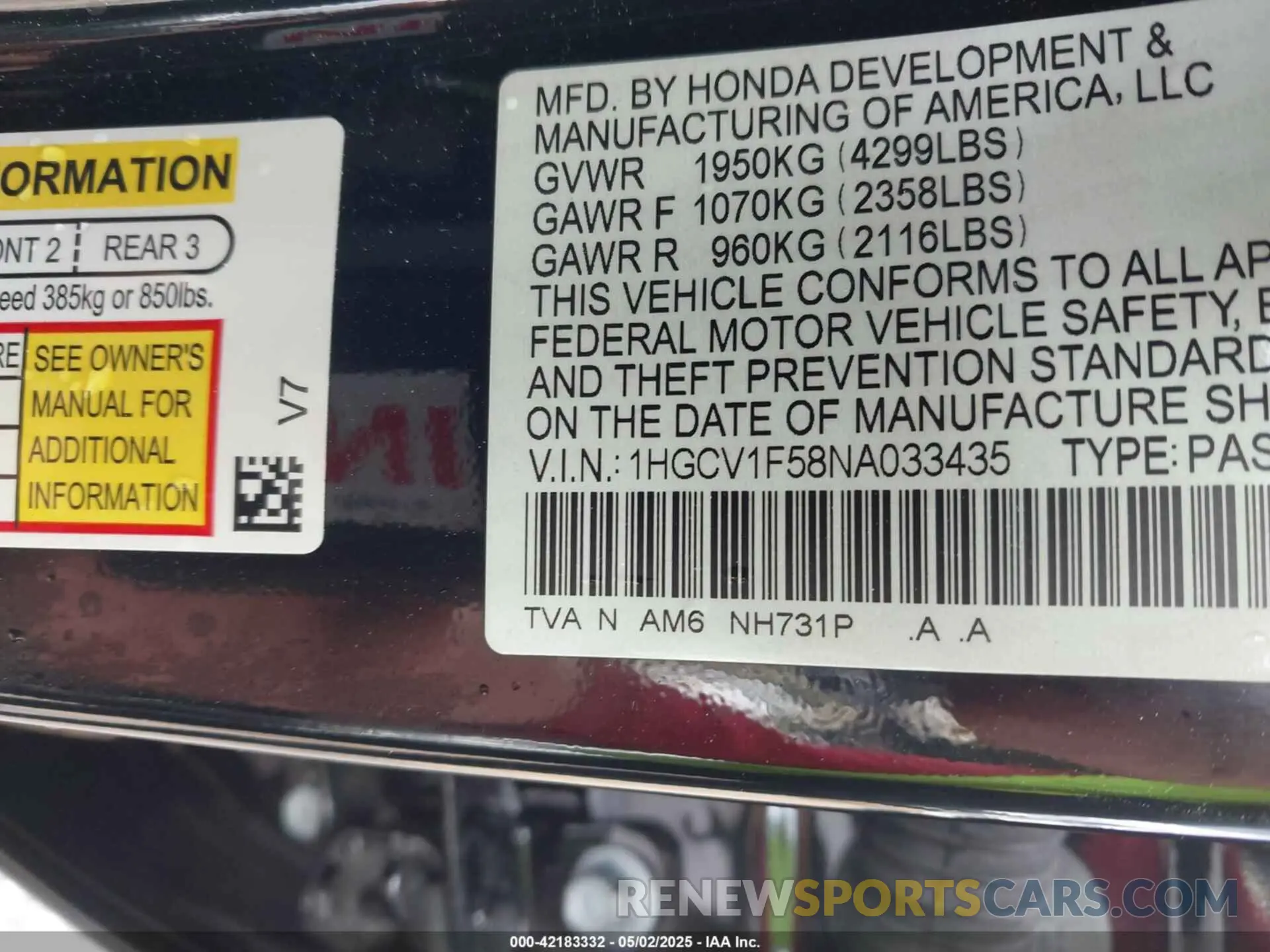 9 Photograph of a damaged car 1HGCV1F58NA033435 HONDA ACCORD 2022