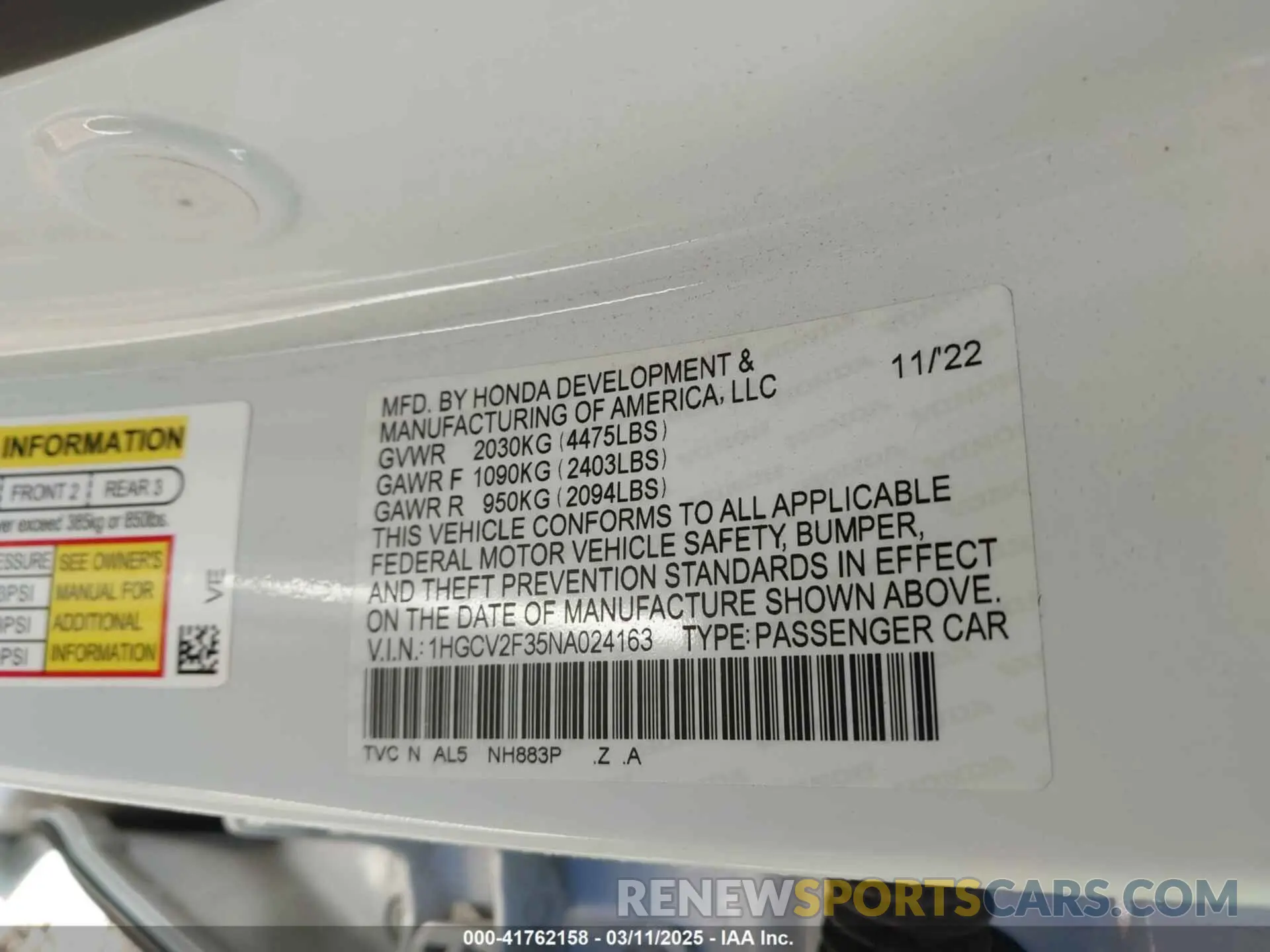 9 Фотография поврежденного автомобиля 1HGCV2F35NA024163 HONDA ACCORD 2022