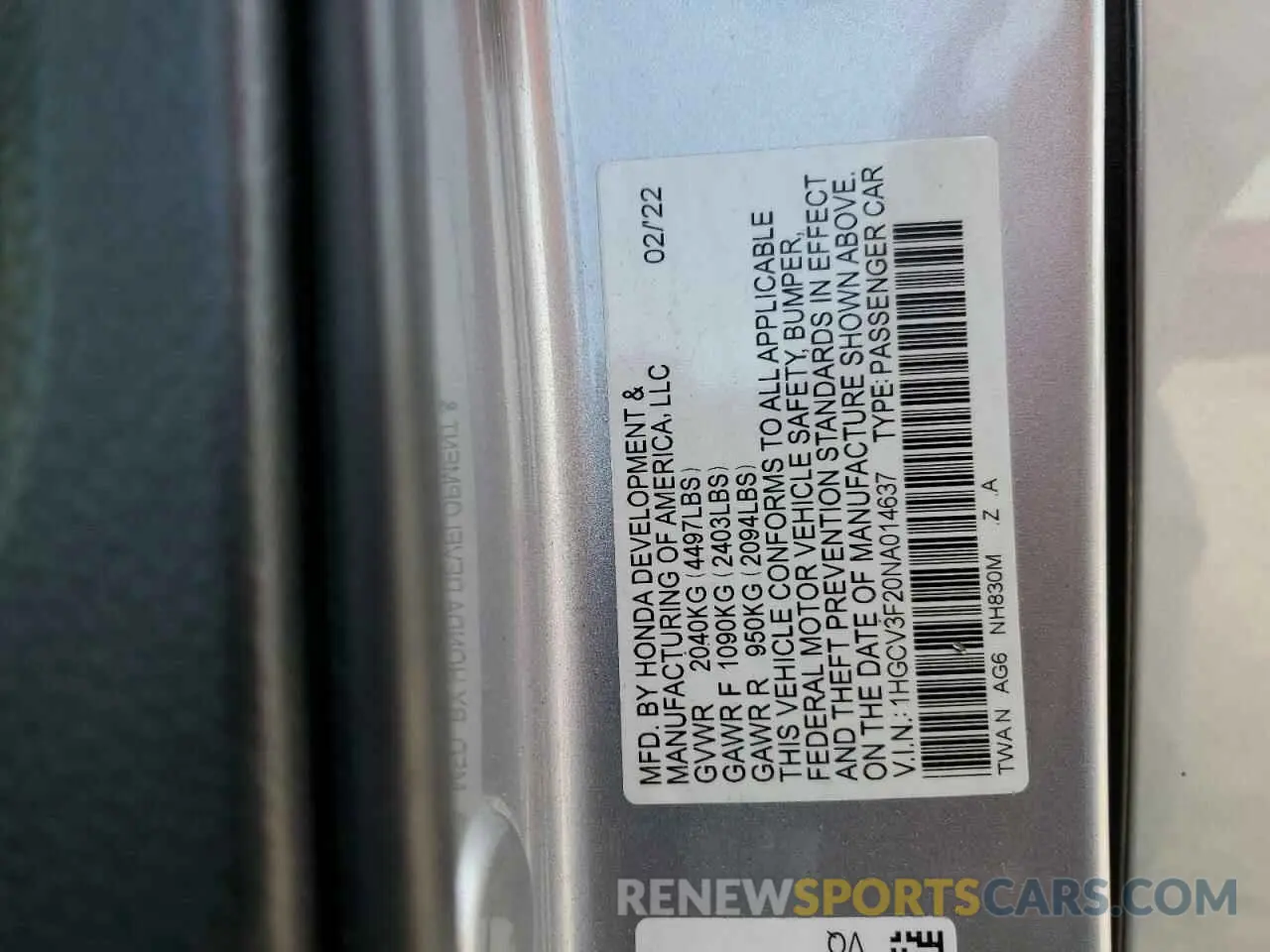 13 Фотография поврежденного автомобиля 1HGCV3F20NA014637 HONDA ACCORD 2022