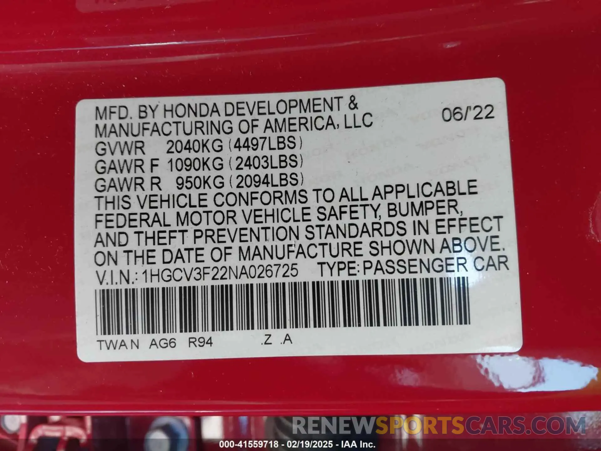 9 Фотография поврежденного автомобиля 1HGCV3F22NA026725 HONDA ACCORD 2022