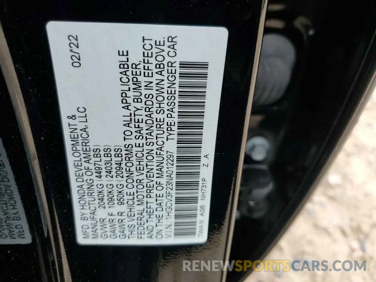 14 Фотография поврежденного автомобиля 1HGCV3F23NA012297 HONDA ACCORD 2022