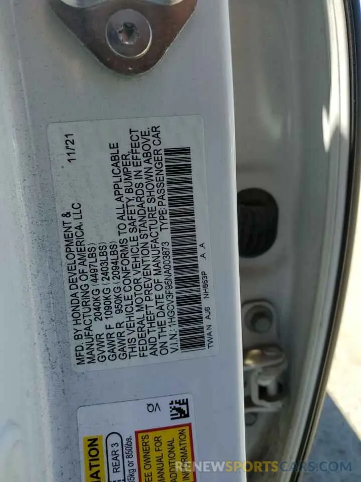 12 Photograph of a damaged car 1HGCV3F95NA003873 HONDA ACCORD 2022