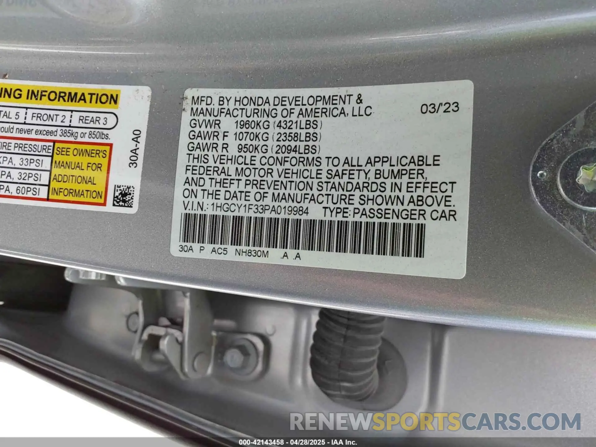 9 Фотография поврежденного автомобиля 1HGCY1F33PA019984 HONDA ACCORD 2023