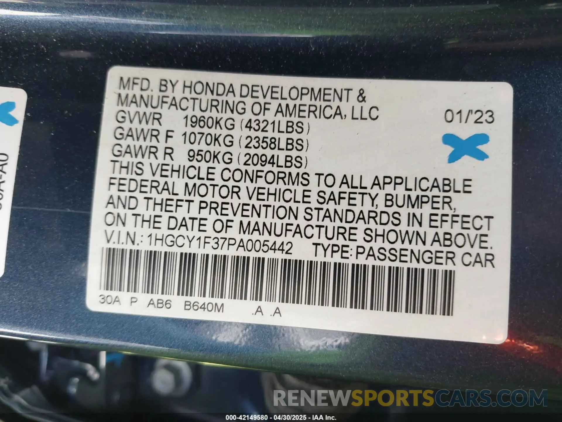 9 Фотография поврежденного автомобиля 1HGCY1F37PA005442 HONDA ACCORD 2023