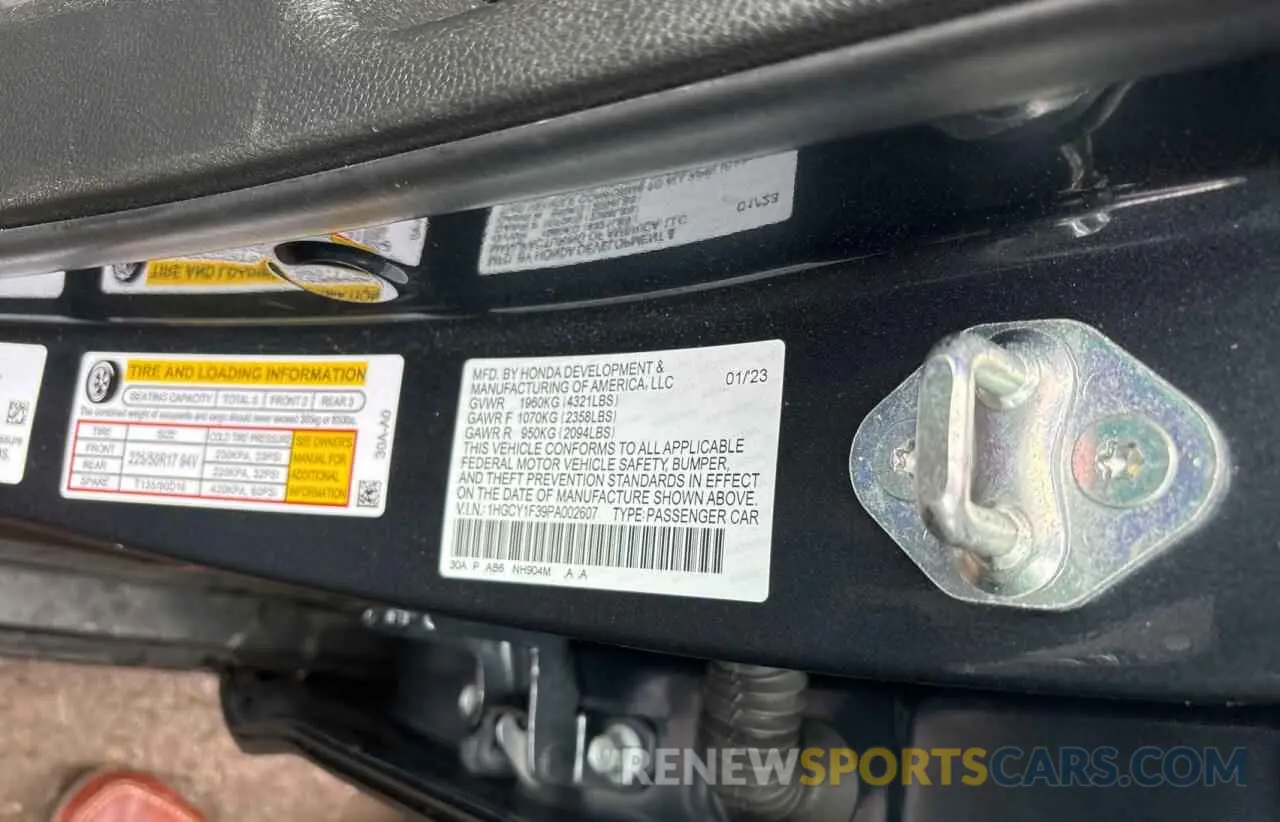 10 Фотография поврежденного автомобиля 1HGCY1F39PA002607 HONDA ACCORD 2023