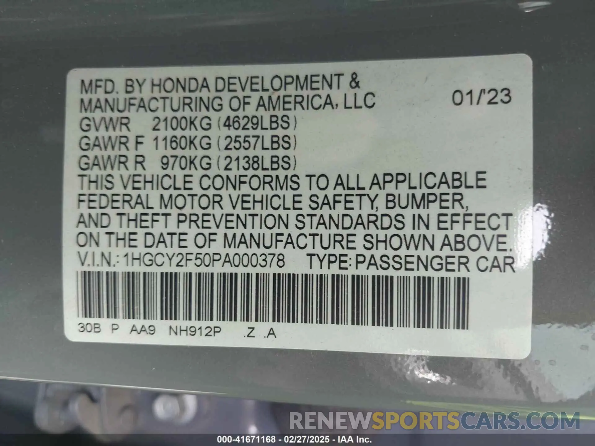9 Фотография поврежденного автомобиля 1HGCY2F50PA000378 HONDA ACCORD 2023