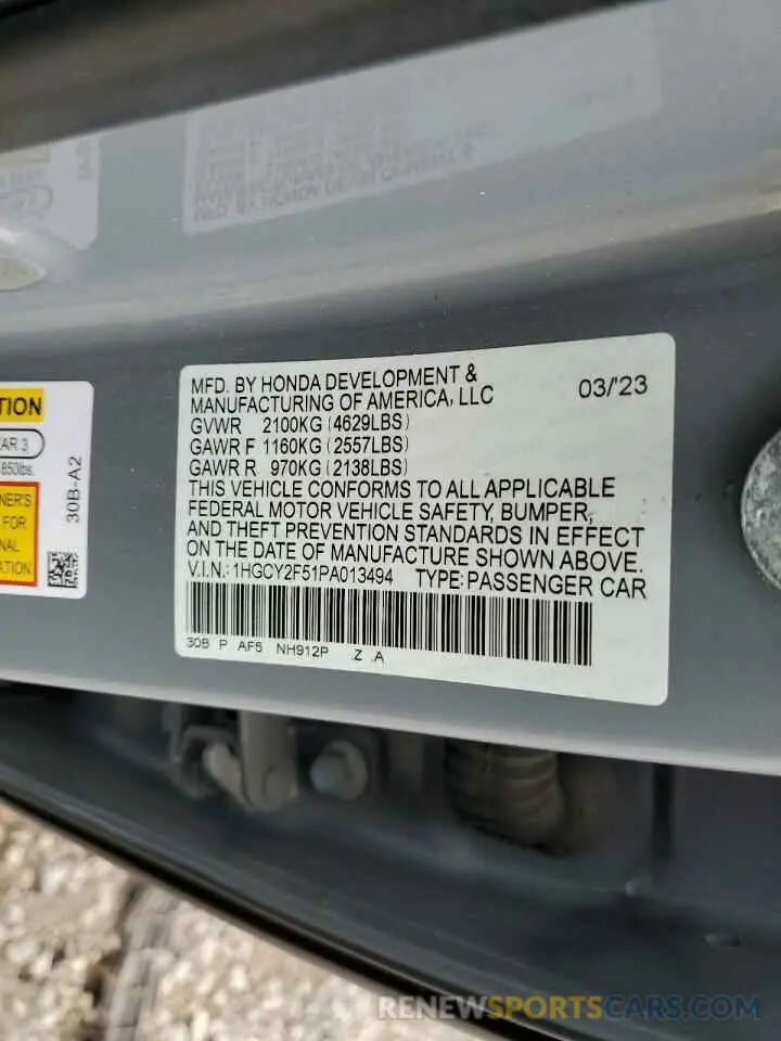12 Фотография поврежденного автомобиля 1HGCY2F51PA013494 HONDA ACCORD 2023