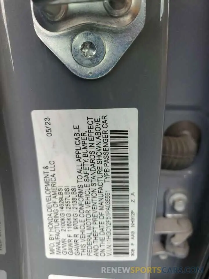 12 Фотография поврежденного автомобиля 1HGCY2F51PA035561 HONDA ACCORD 2023