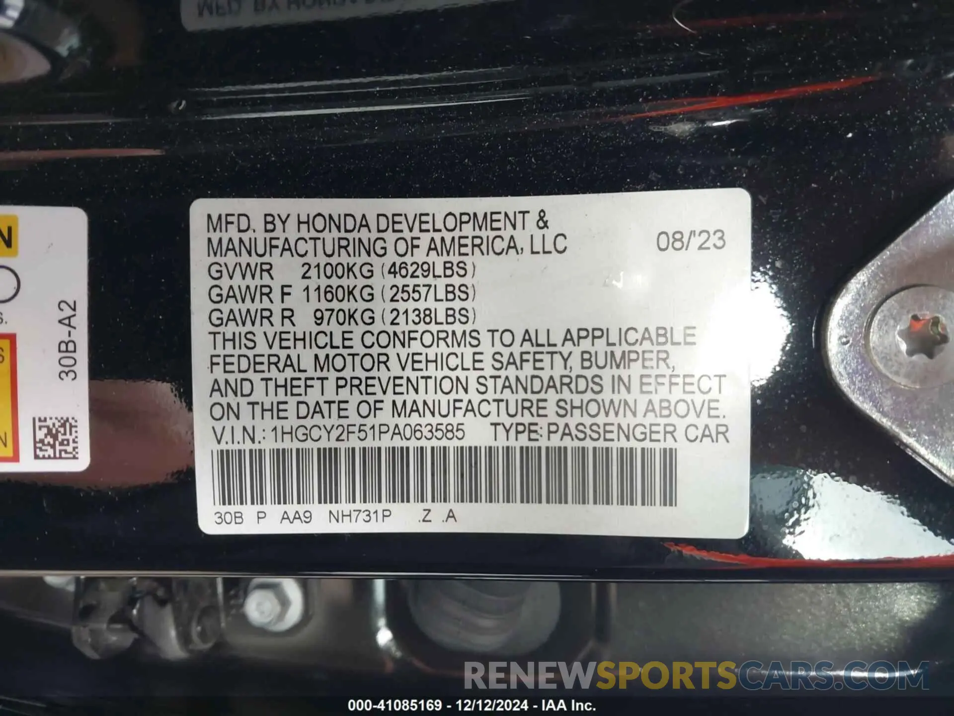 9 Фотография поврежденного автомобиля 1HGCY2F51PA063585 HONDA ACCORD 2023