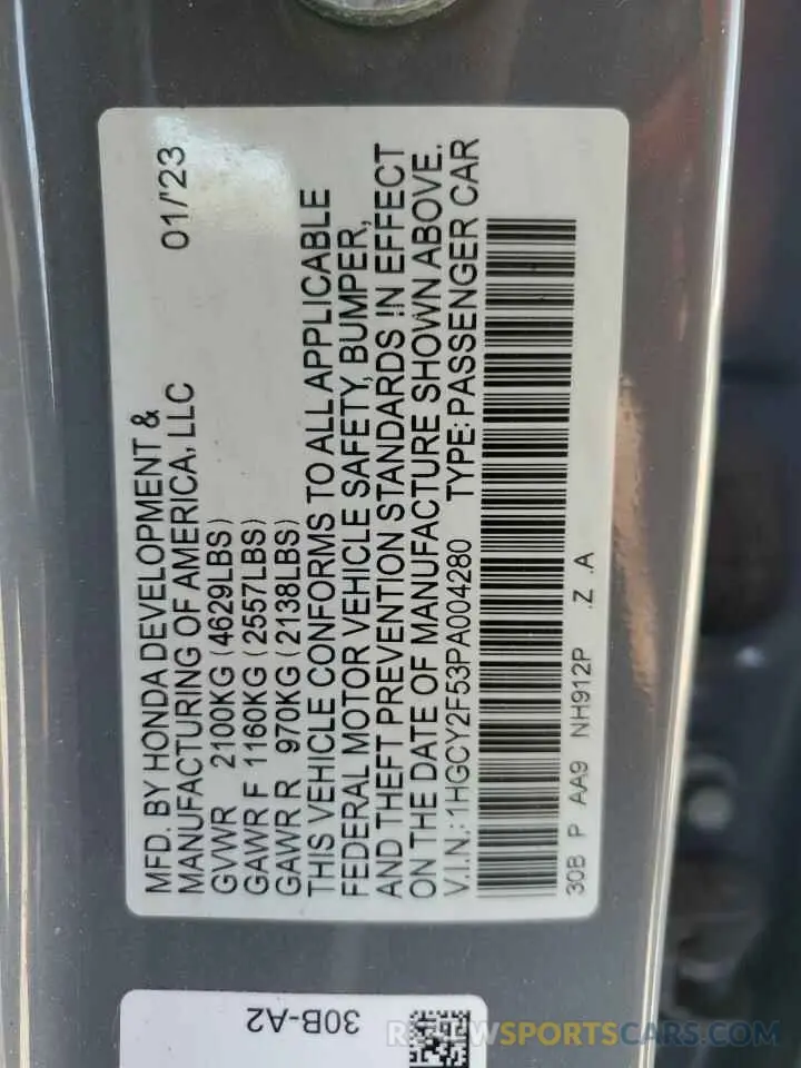 13 Photograph of a damaged car 1HGCY2F53PA004280 HONDA ACCORD 2023