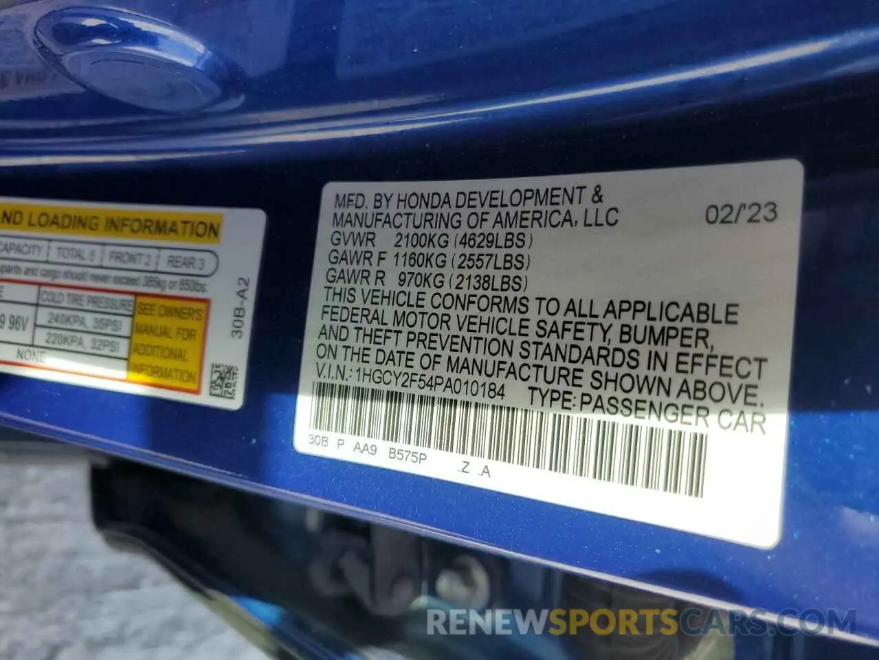 14 Photograph of a damaged car 1HGCY2F54PA010184 HONDA ACCORD 2023