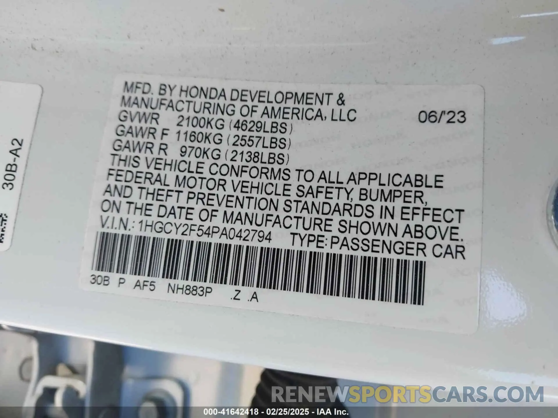 9 Photograph of a damaged car 1HGCY2F54PA042794 HONDA ACCORD 2023