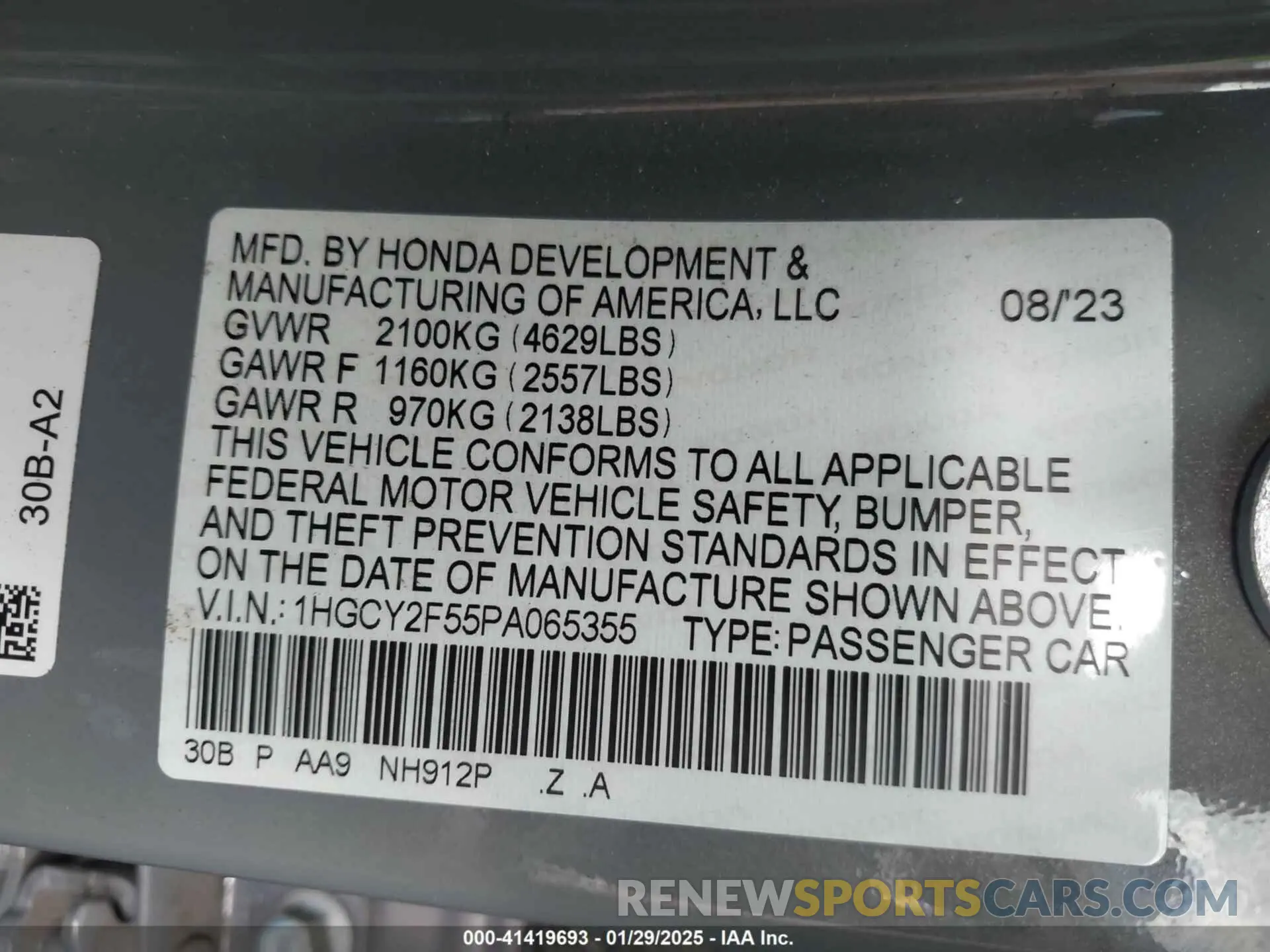 9 Photograph of a damaged car 1HGCY2F55PA065355 HONDA ACCORD 2023
