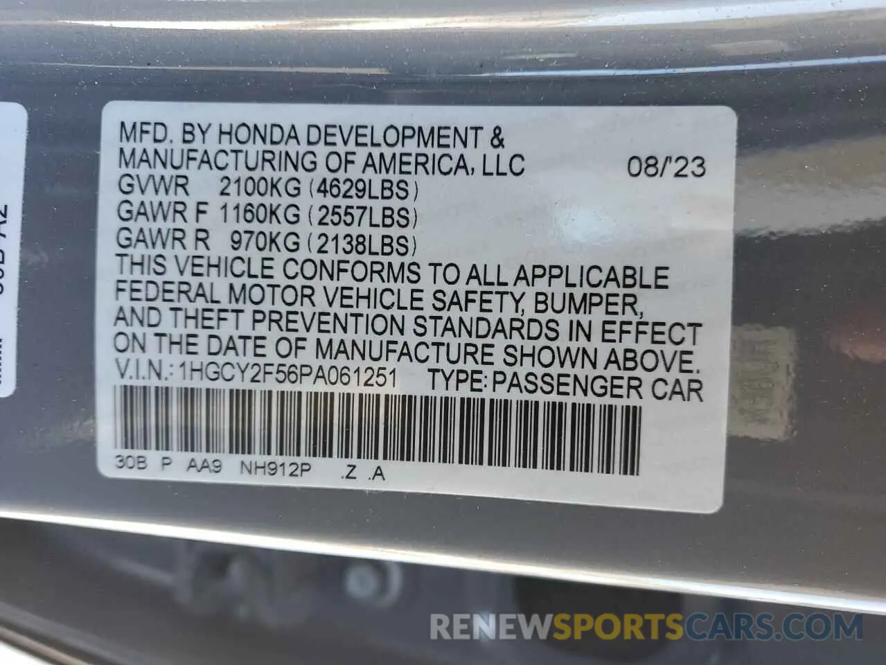 12 Фотография поврежденного автомобиля 1HGCY2F56PA061251 HONDA ACCORD 2023
