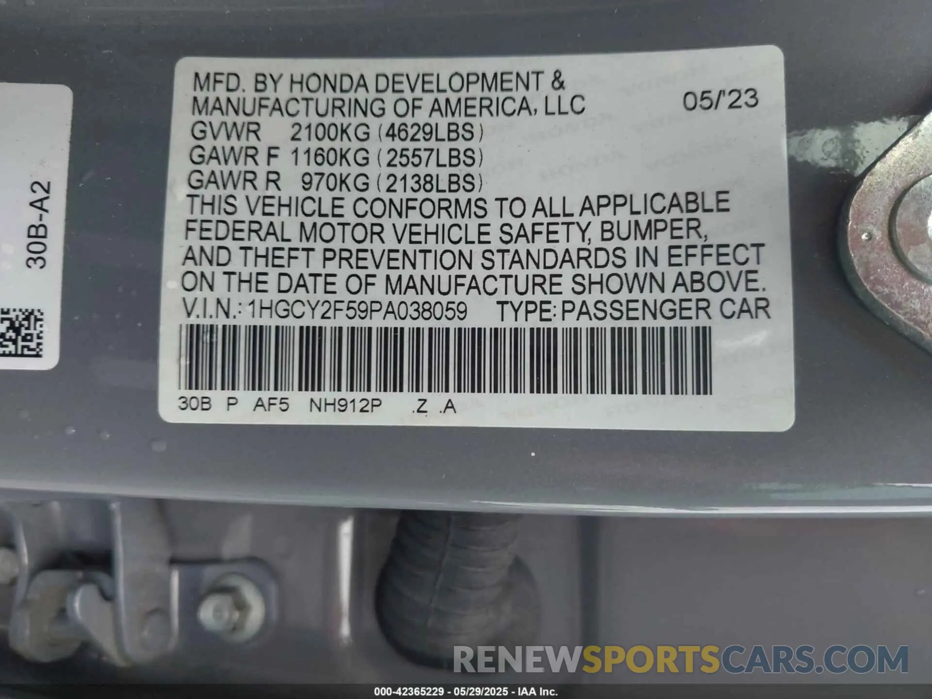9 Photograph of a damaged car 1HGCY2F59PA038059 HONDA ACCORD 2023