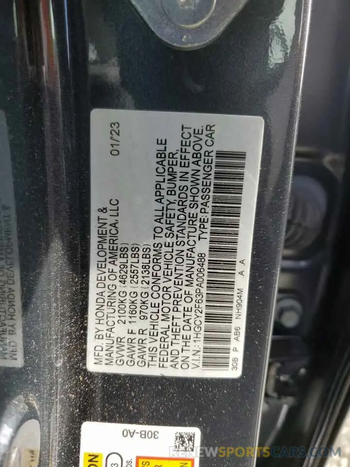 13 Photograph of a damaged car 1HGCY2F63PA006488 HONDA ACCORD 2023