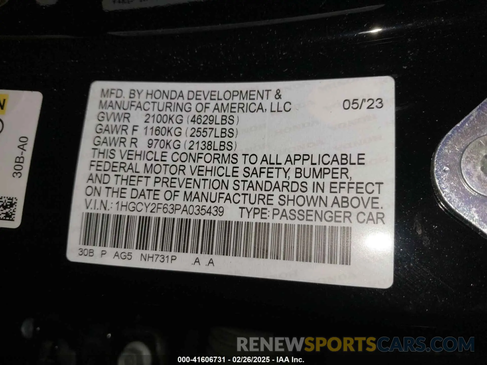 9 Фотография поврежденного автомобиля 1HGCY2F63PA035439 HONDA ACCORD 2023