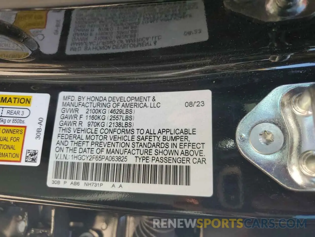 12 Фотография поврежденного автомобиля 1HGCY2F65PA063825 HONDA ACCORD 2023