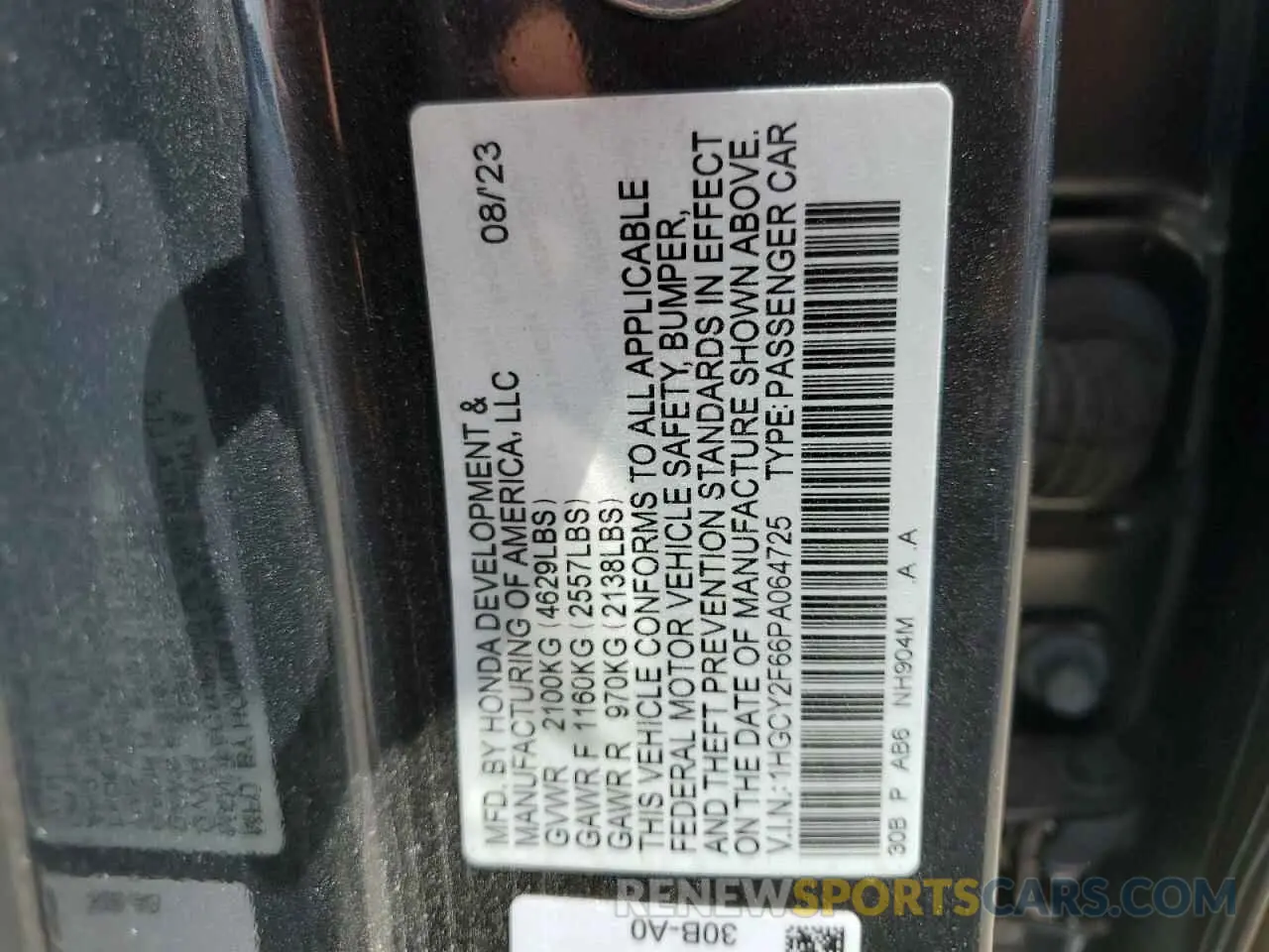 13 Фотография поврежденного автомобиля 1HGCY2F66PA064725 HONDA ACCORD 2023