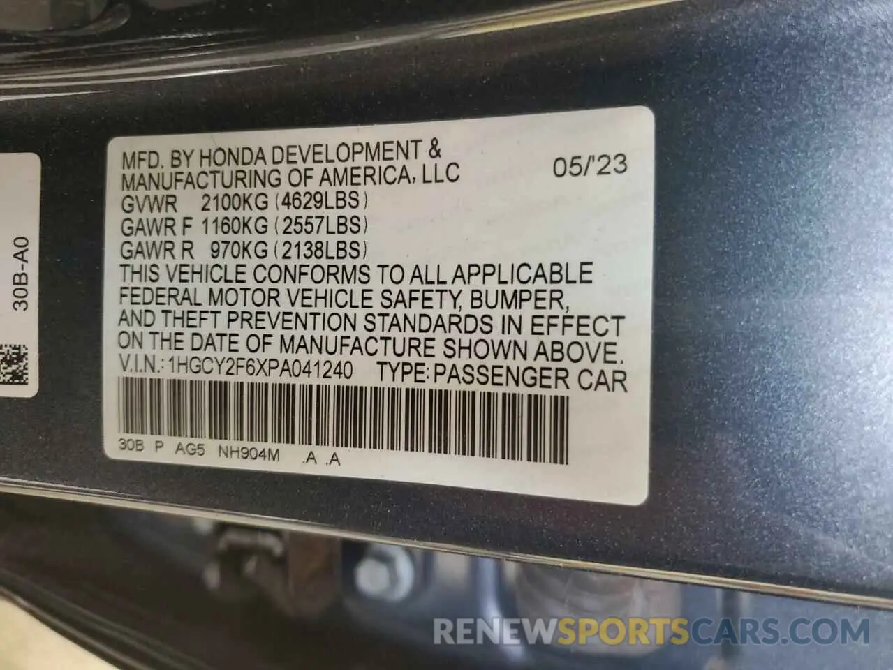 12 Фотография поврежденного автомобиля 1HGCY2F6XPA041240 HONDA ACCORD 2023