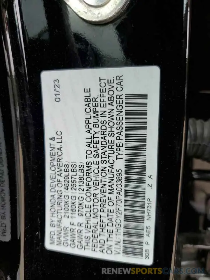 13 Фотография поврежденного автомобиля 1HGCY2F70PA003895 HONDA ACCORD 2023