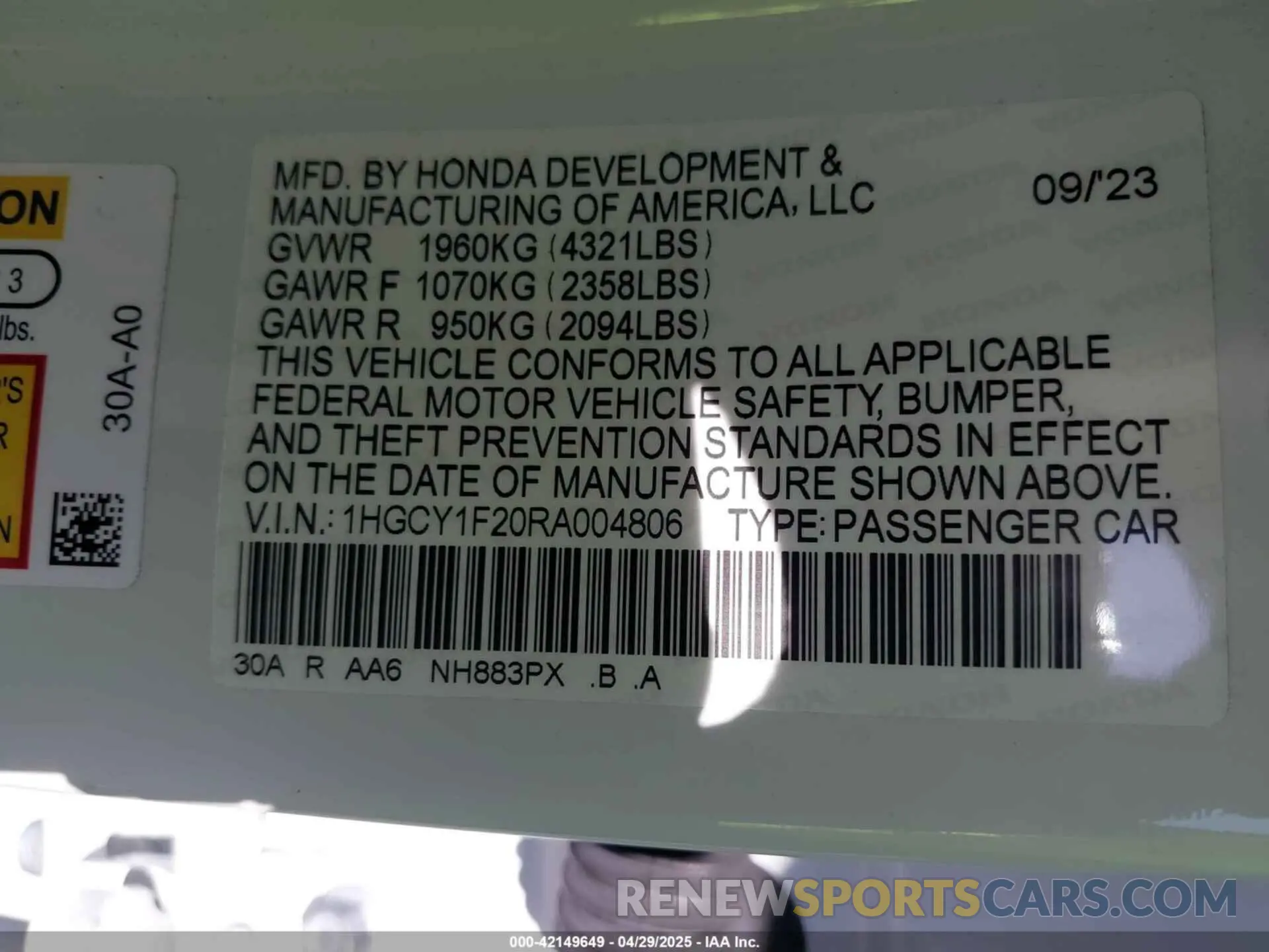 9 Фотография поврежденного автомобиля 1HGCY1F20RA004806 HONDA ACCORD 2024